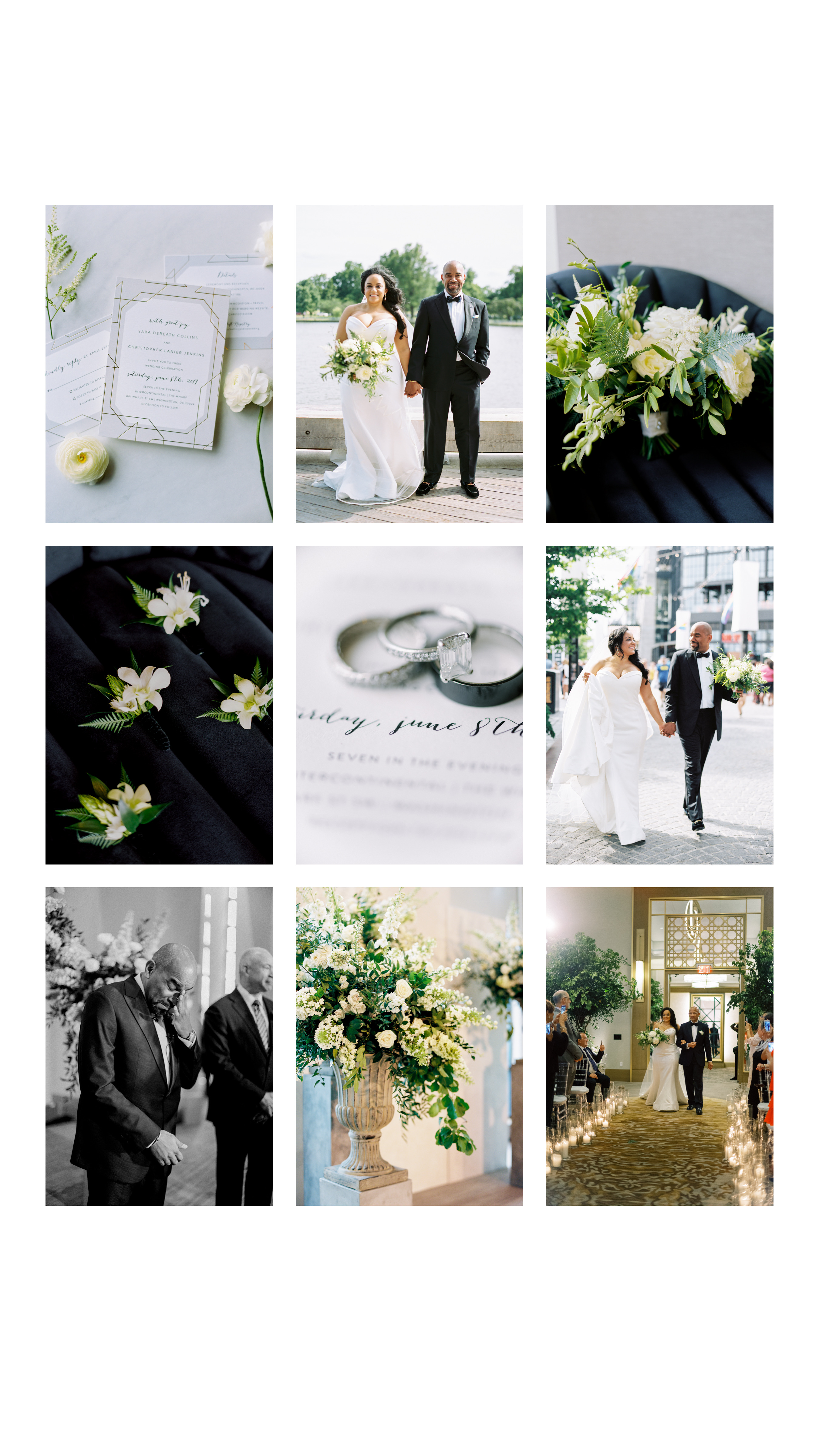 Summer Intercontinental Wharf DC Wedding with DC Film Wedding Photographer, Renee Hollingshead. Ida Rose Events, Sweet Root Village, Social Supply, and more!