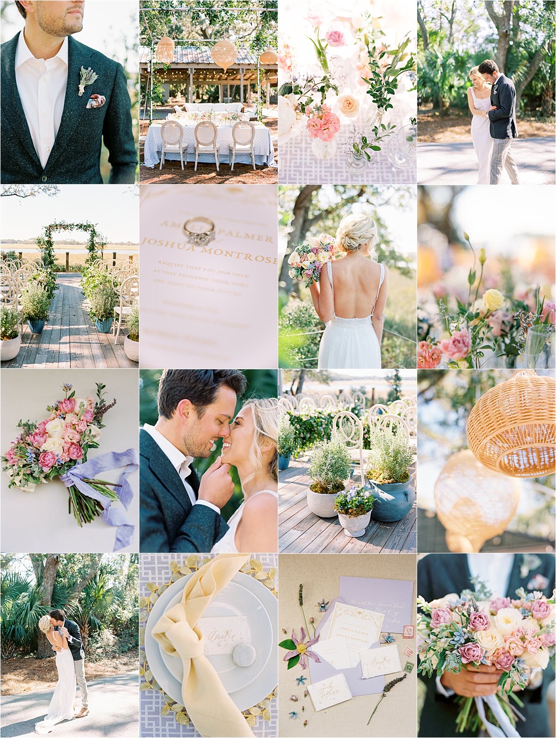 Kiawah Island Spring Wedding Inspiration by Charleston Film Wedding Photographer, Renee Hollingshead with The Petal Report, Branch Design Studio, Event Haus Rental, The Collection by Courtney Inghram, Pampered and Pretty, Wild Ivory Beauty, Emily Kotarski Bridal, M. Dumas & Sons, Hatchgrove Designs, and more at Mingo Point in Kiawah Island Resort