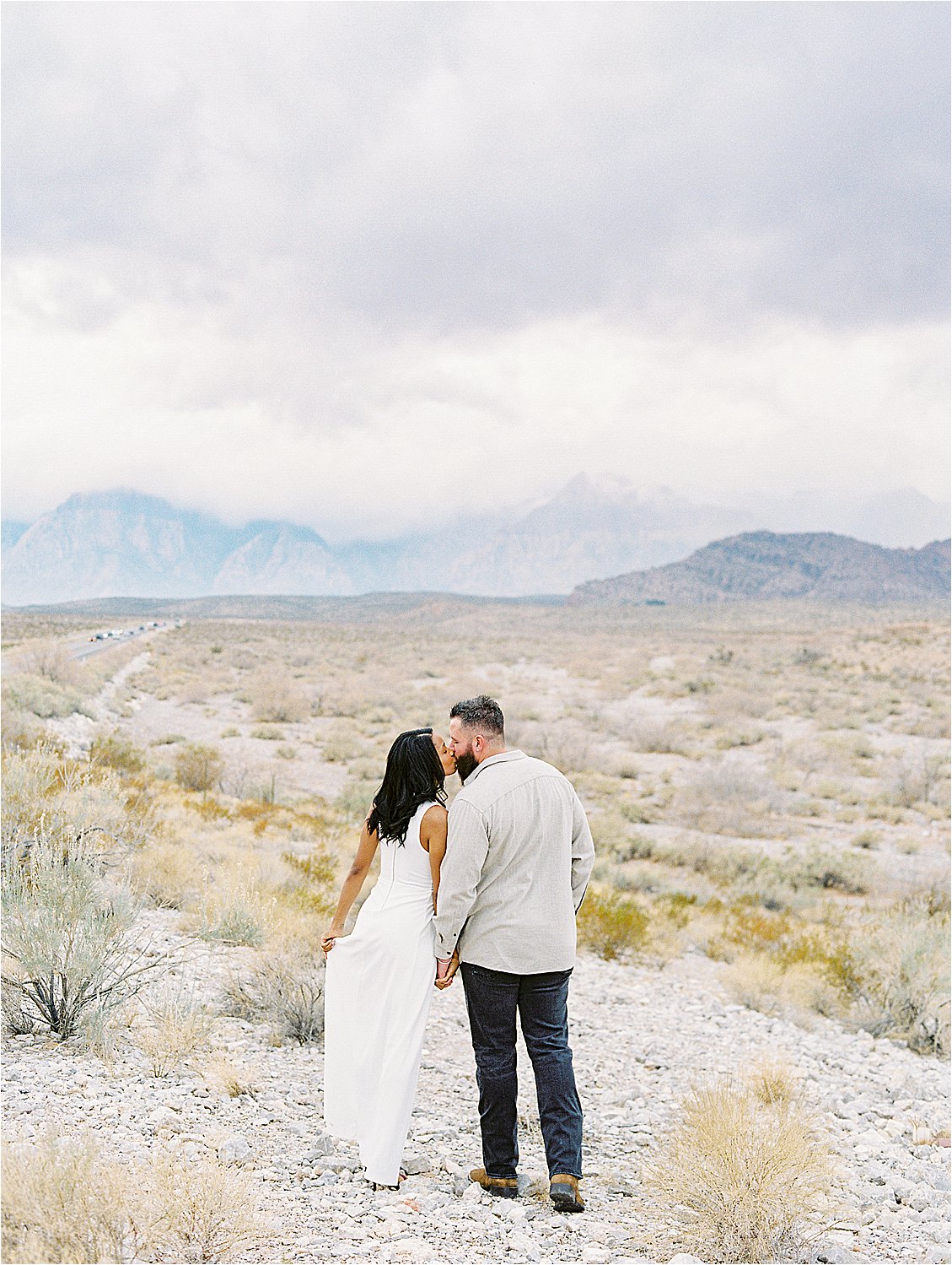 Roadside in Las Vegas with Destination Film Wedding Photographer, Renee Hollingshead