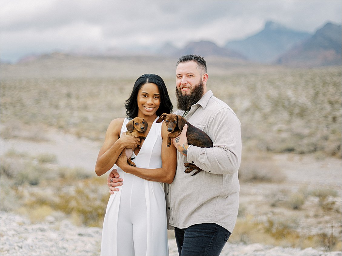 Red Rock Elopement with Dachshund Puppies in Las Vegas with Destination Film Wedding Photographer, Renee Hollingshead