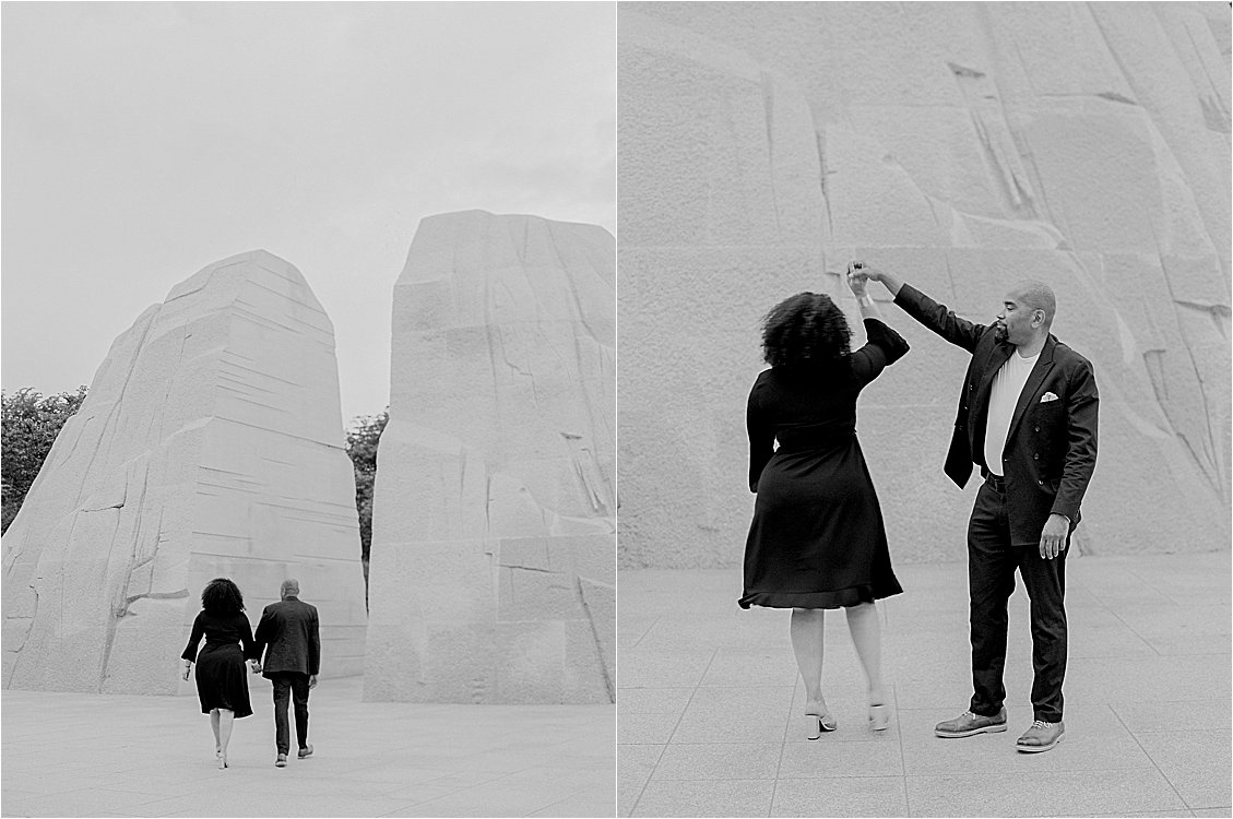 MLK Jr. Memorial Engagement Session in Washington DC with Film Wedding Photographer, Renee Hollingshead