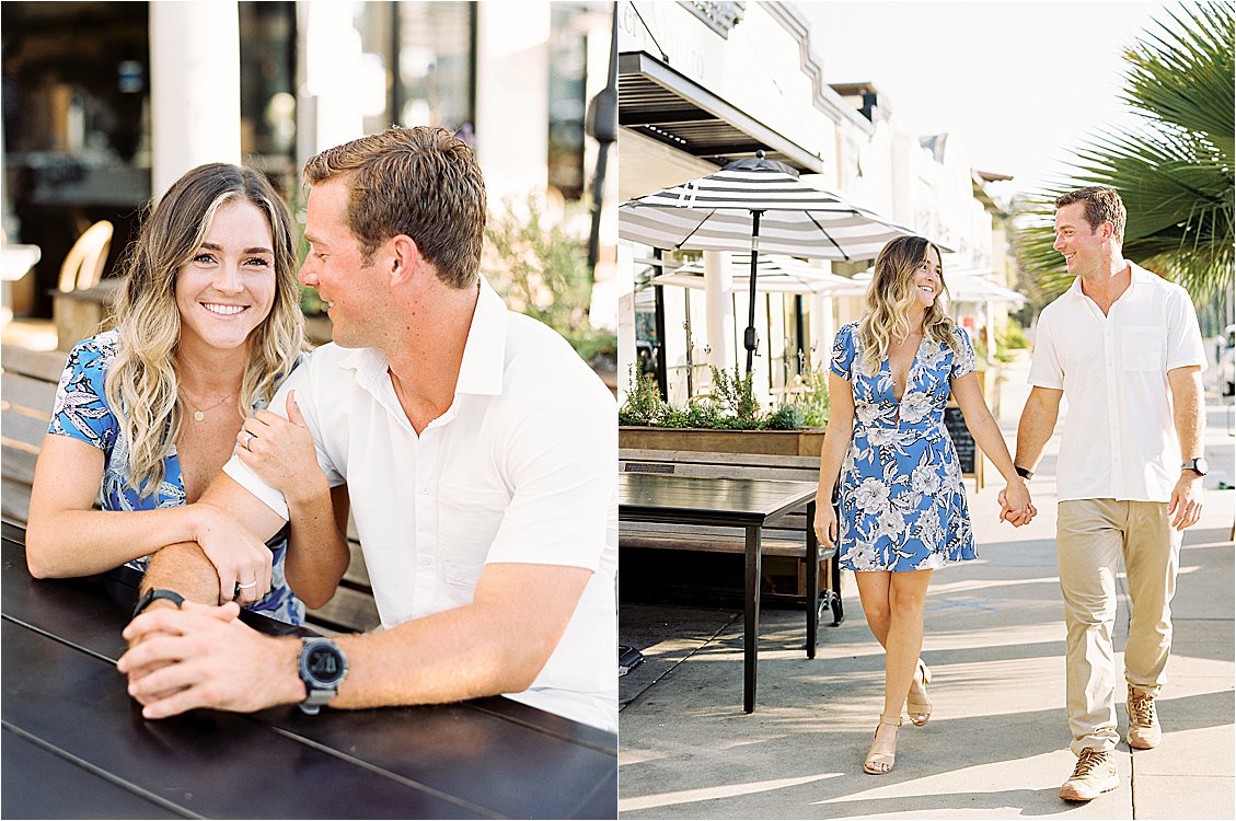 Coronado Island Engagement Session with Southern California + Destination Film Wedding Photographer, Renee Hollingshead at the Cafe they first met