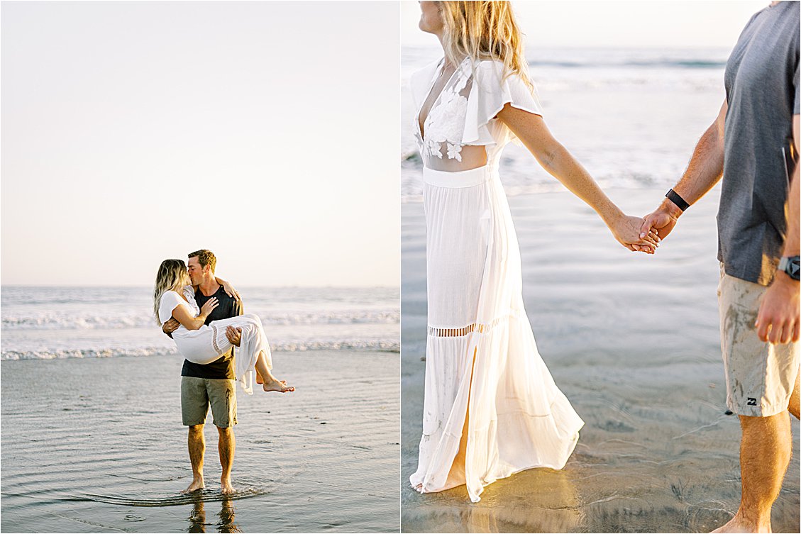 Playful Beach engagement session in Coronado Island with Destination Film Wedding Photographer, Renee Hollingshead