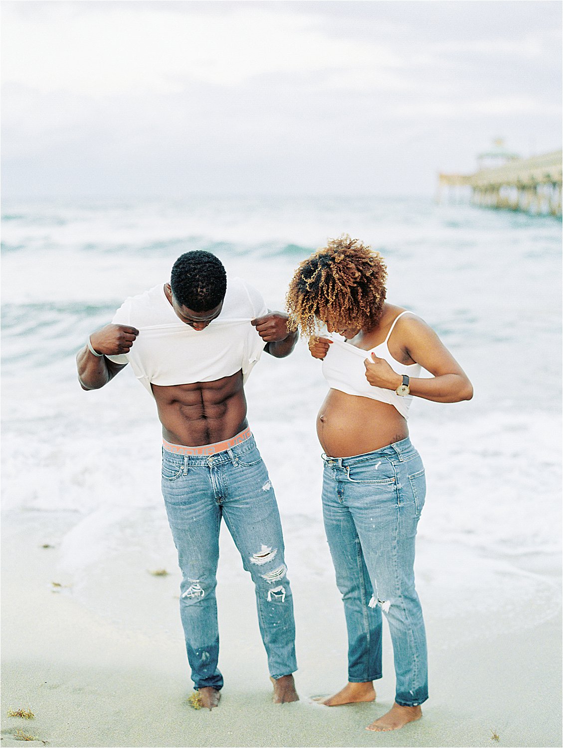 Playful Beach Maternity Session with South Florida Film Photographer, Renee Hollingshead