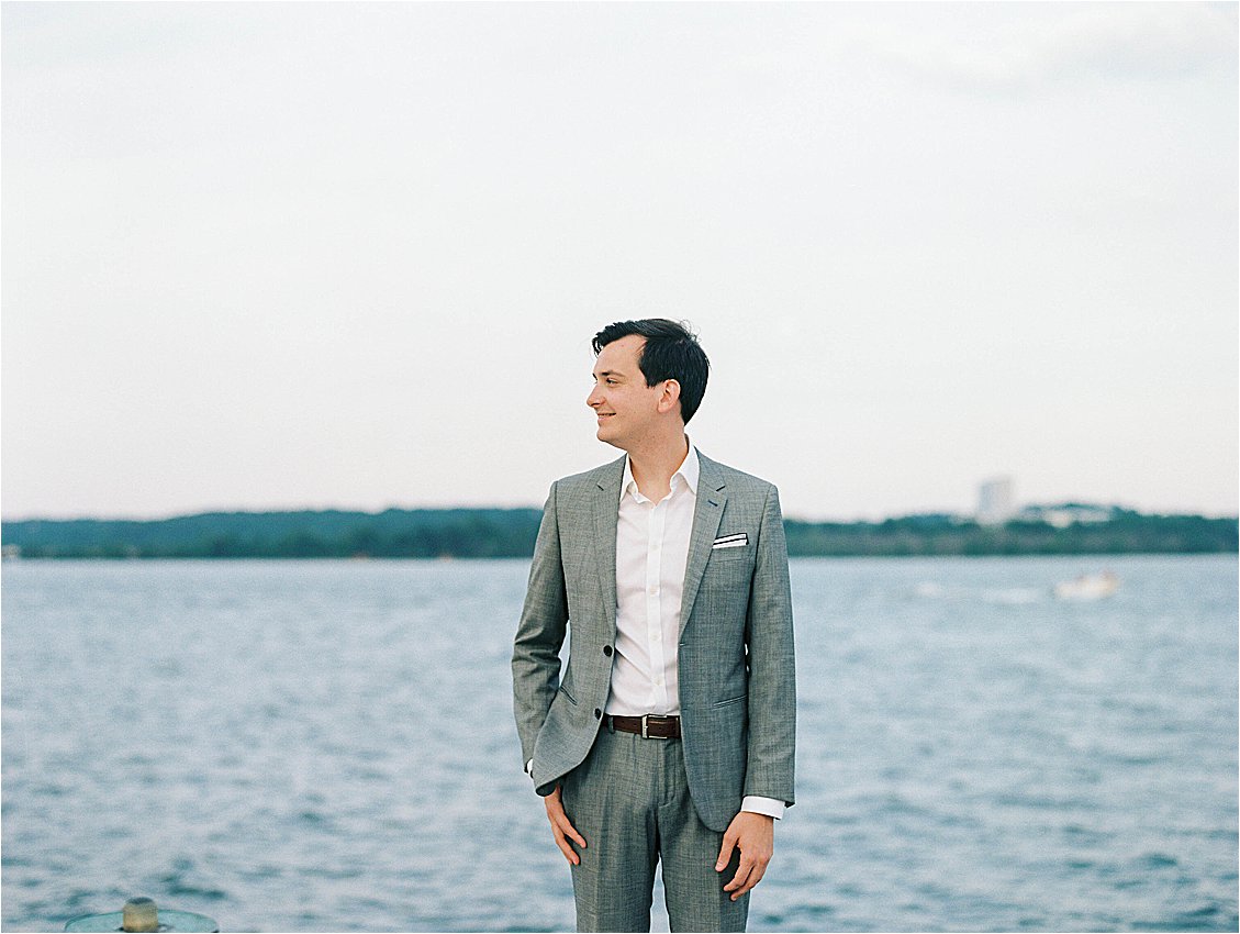 Groom at Modern and Minimal Engagement Session in Old Town with DC Film Wedding Photographer, Renee Hollingshead