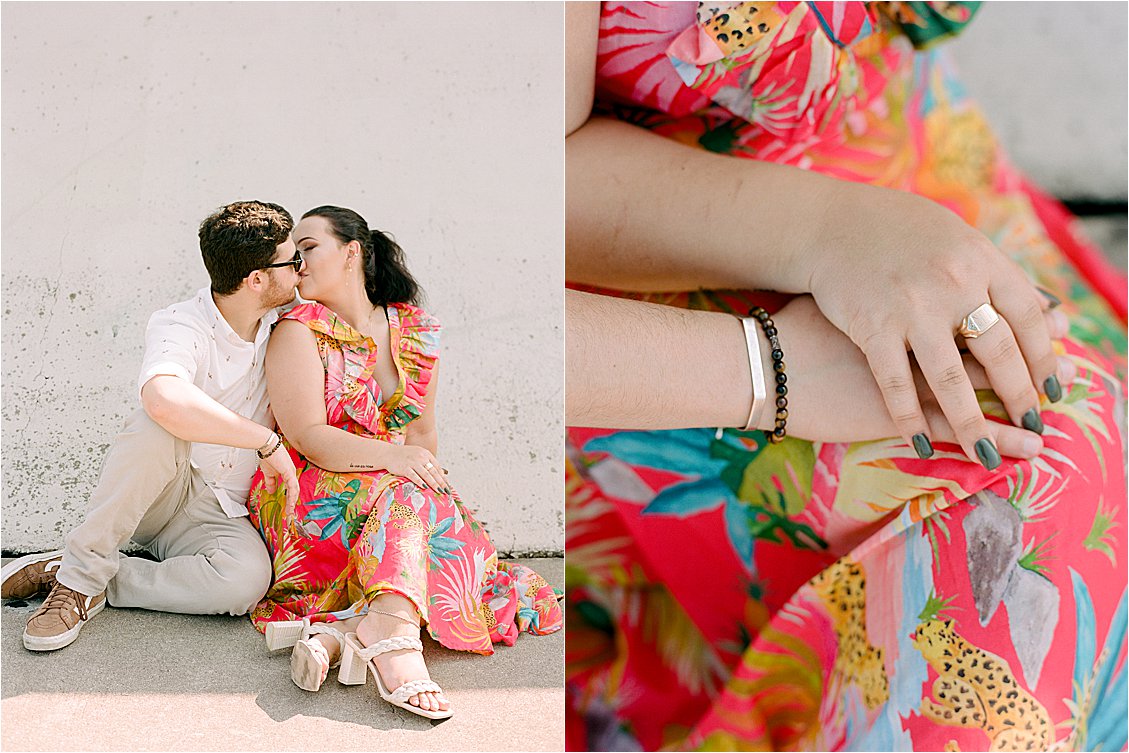 Chic summer couples session at Museum Campus in Chicago by Film Wedding Photographer Renee Hollingshead