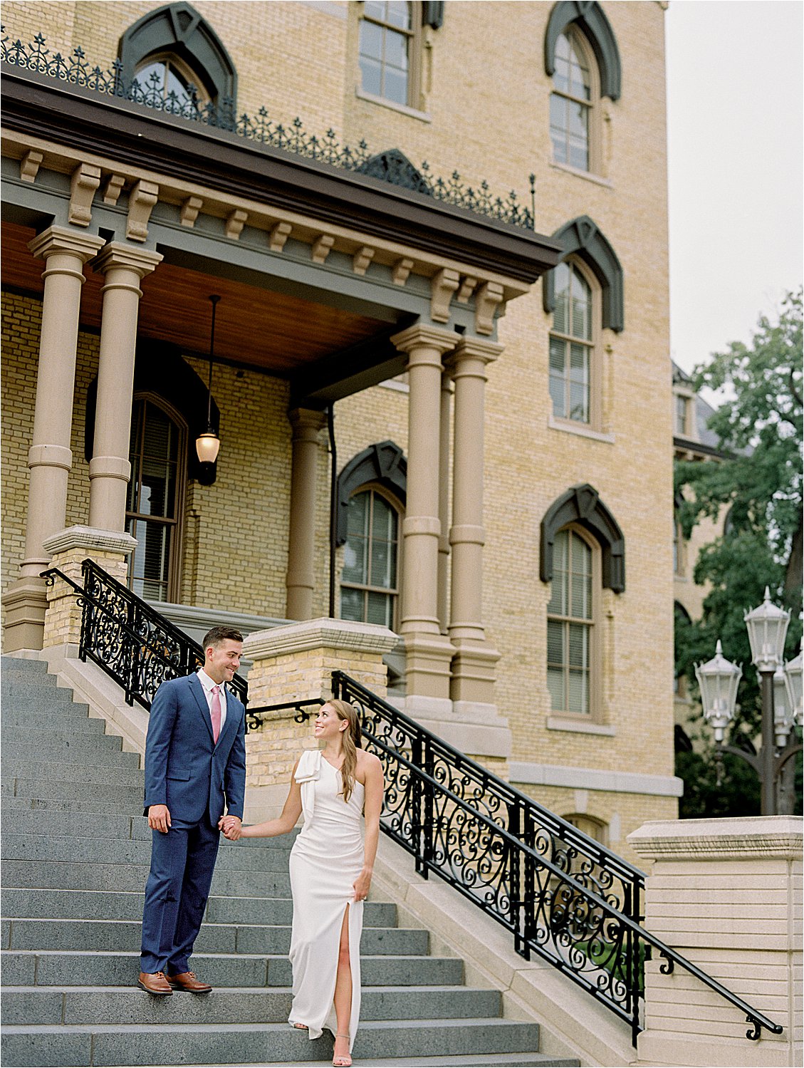 South Bend Indiana Engagement Session at University of Notre Dame with Chicago Film Wedding Photographer Renee Hollingshead