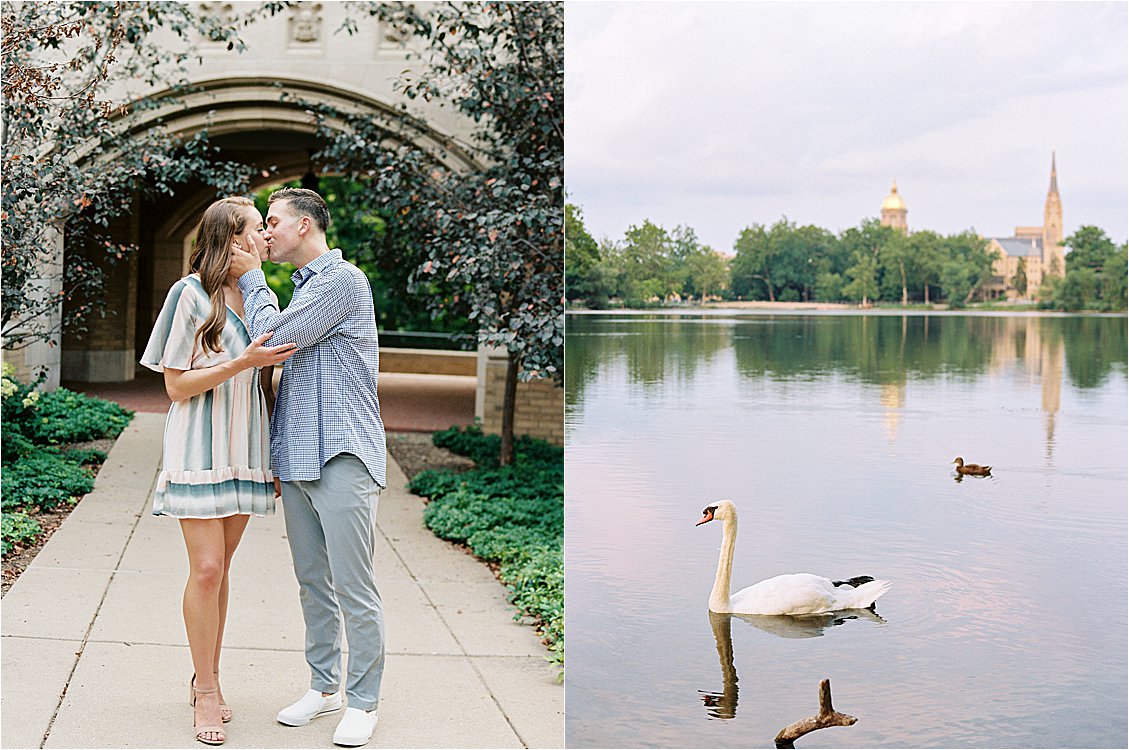 Lakefront Summer Engagement Session at University of Notre Dame with Chicago Film Wedding Photographer Renee Hollingshead