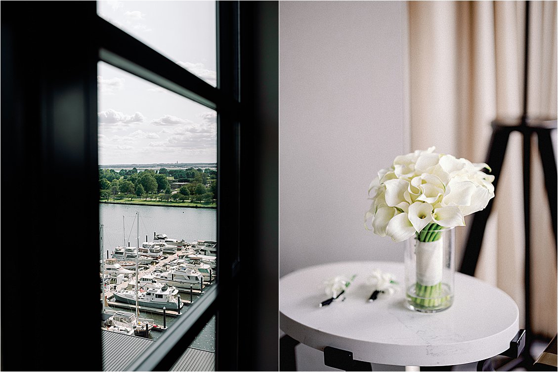 Classic Calla Lily bridal bouquet for DC Rooftop Wedding with Renee Hollingshead as seen in Washingtonian Weddings