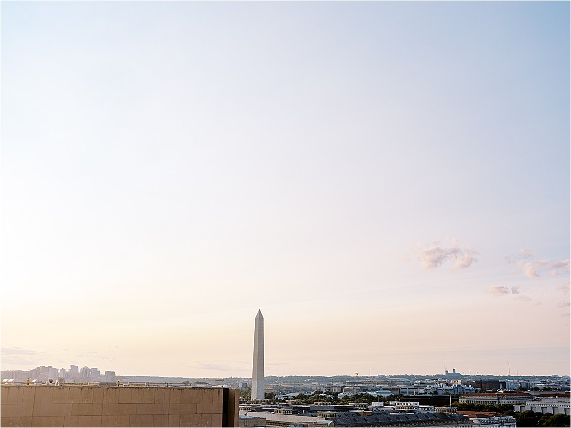 Sunset views from Spy Museum Rooftop Wedding in Washington DC