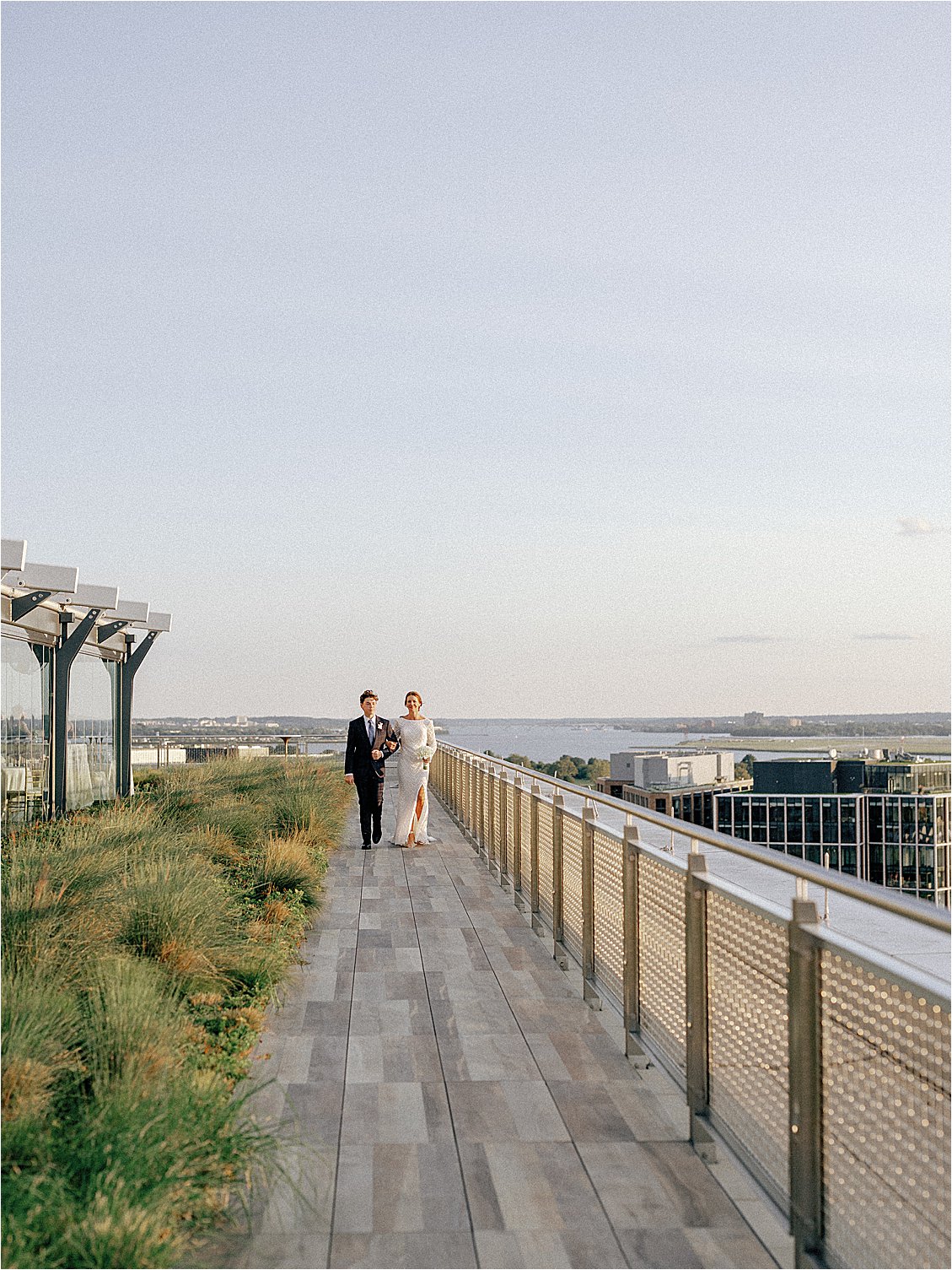 Son walks Mom down the aisle for Rooftop DC Wedding with Renee Hollingshead and A Griffin Events