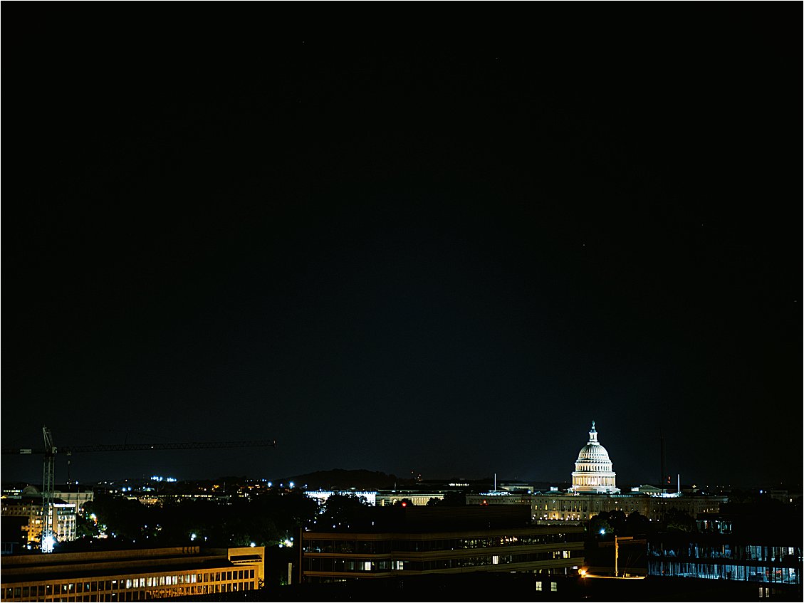 US Capitol Views at Rooftop Wedding Reception at Spy Museum in Washington DC