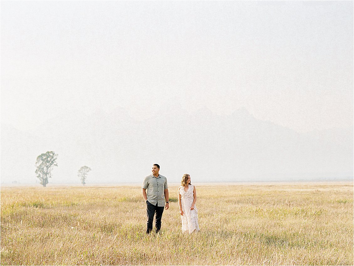 Summer engagement session on film with Destination Film Wedding Photographer Renee Hollingshead in Jackson Hole, Wyoming