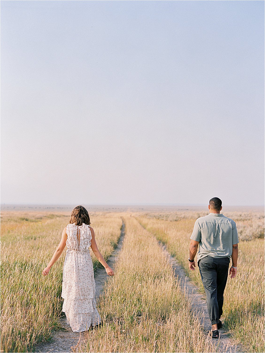 Playful engagement session in Wyoming with film wedding photographer Renee Hollingshead
