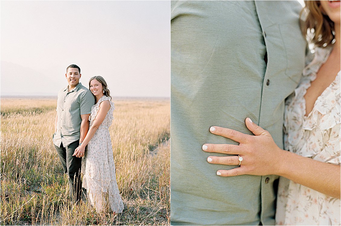 Round cut engagement ring photographed on film with destination engagement photographer Renee Hollingshead