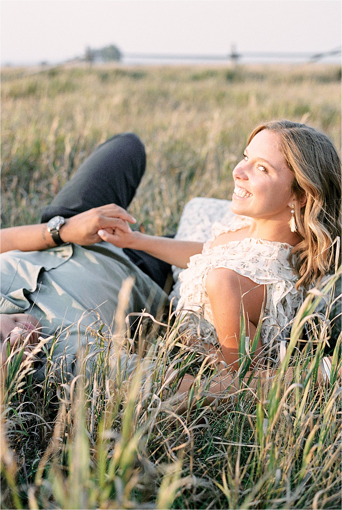 Summer engagement session photographed by film wedding photographer Renee Hollingshead in Wyoming