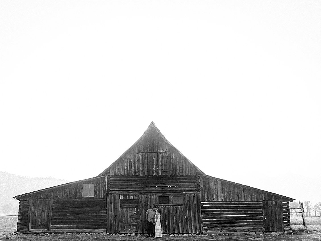 Mormon Row Engagement Session in Grand Teton National Park photographed on black and white film by Renee Hollingshead
