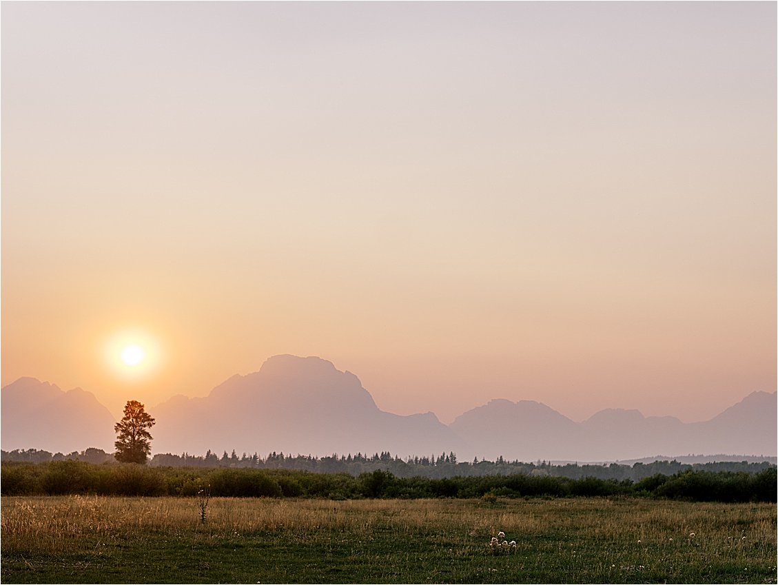 Sunset in Grand Teton National Park with film wedding photographer Renee Hollingshead in Wyoming
