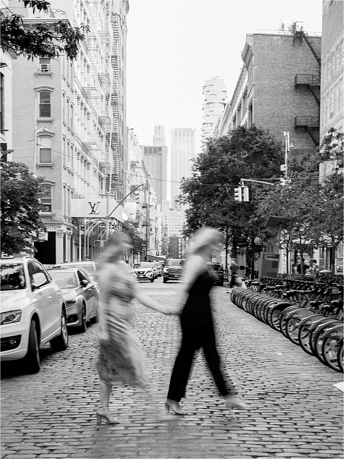 Motion blur fine art engagement session in SoHo, NYC