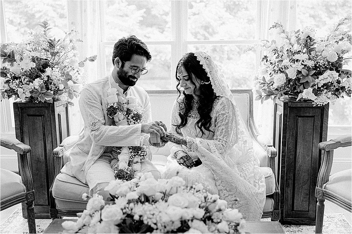 Bride and Groom exchange rings at Private Estate Nikkah Ceremony