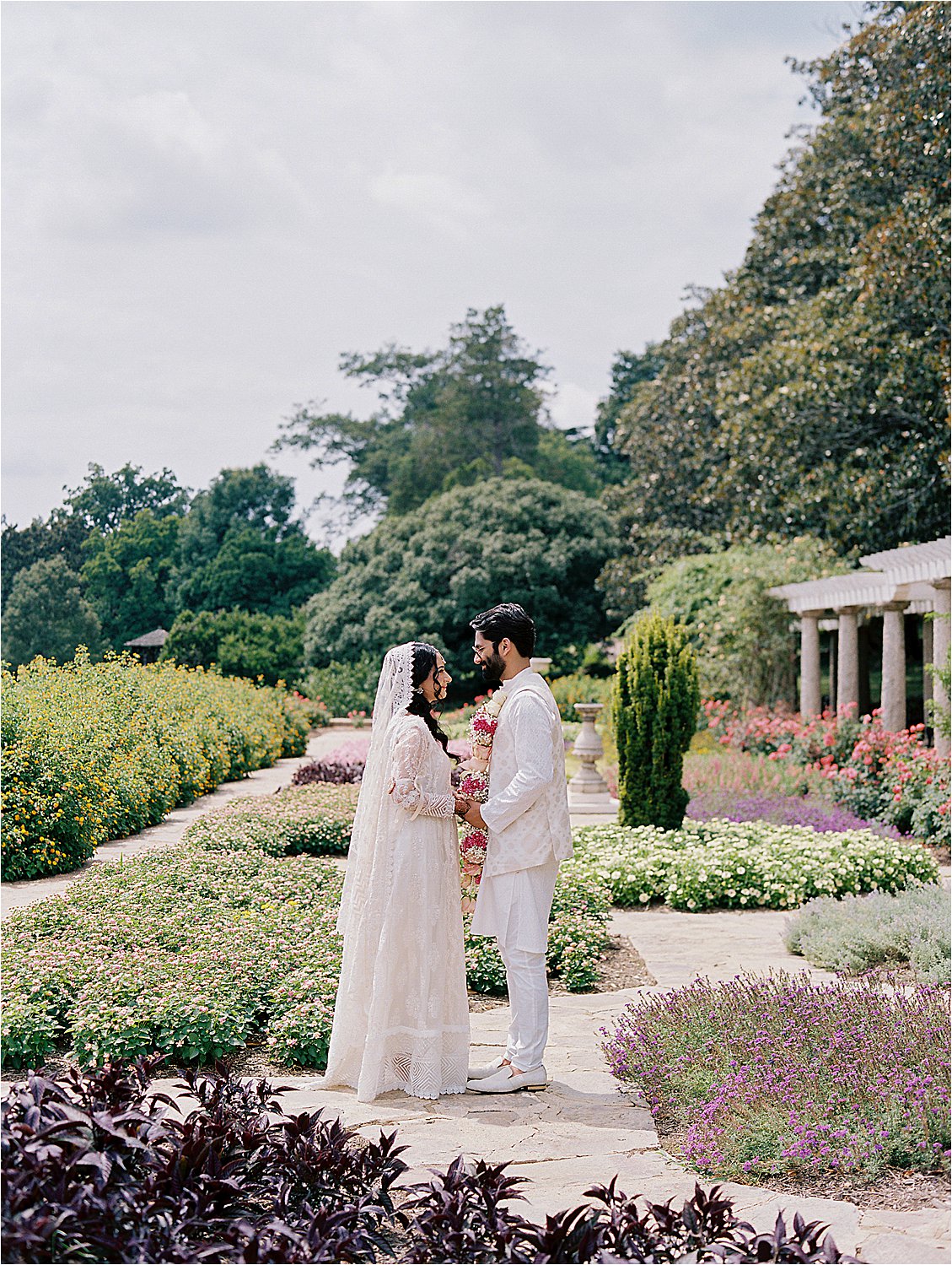 Bride and Groom at Maymont Botanical Gardens in Richmond, Virginia on film