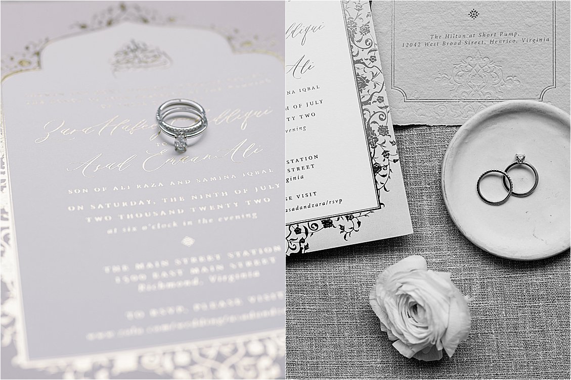 South Asian Wedding Invitation and rings
