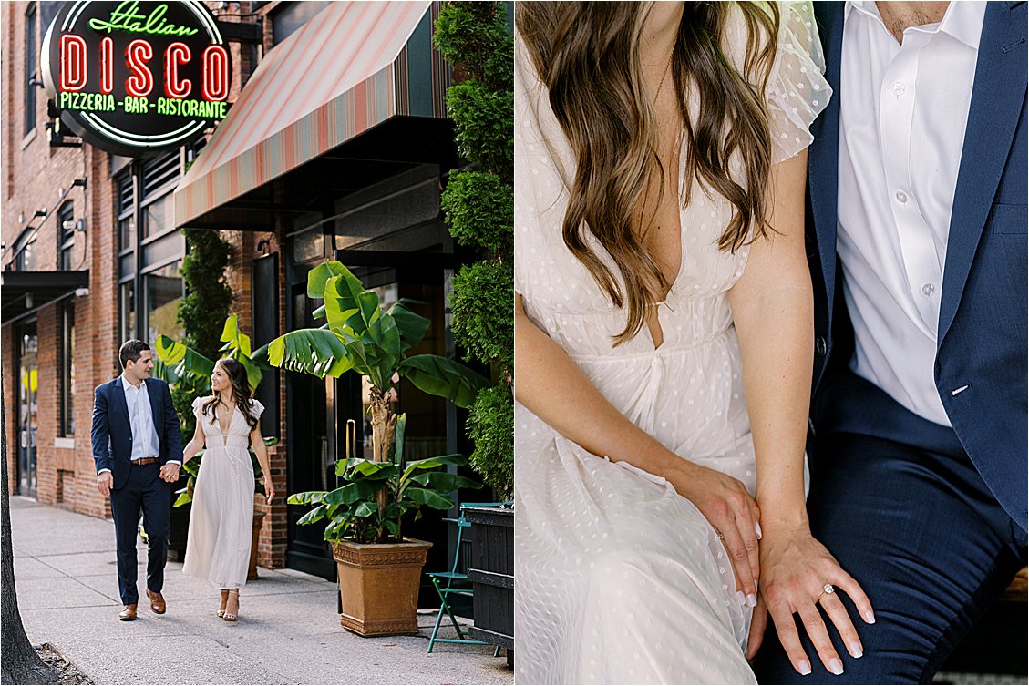 Fun and Romantic engagement session at Italian Disco in Baltimore, Maryland with Renee Hollingshead