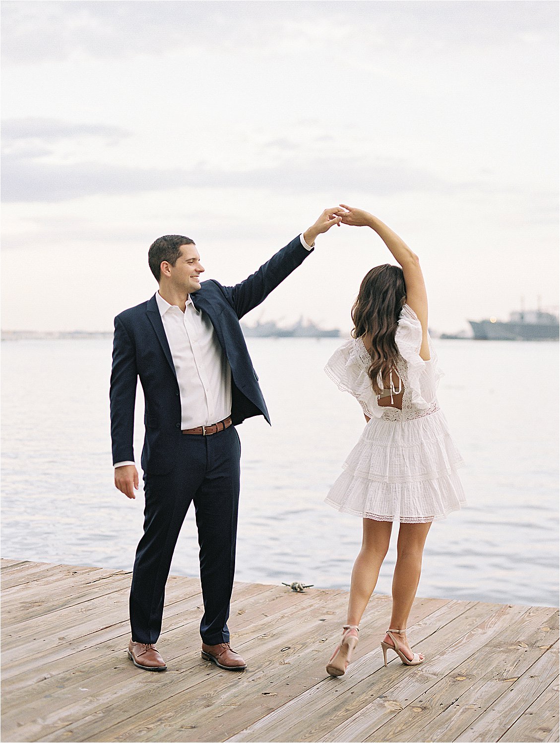 Romantic engagement session in Fells Point Baltimore with film photographer, Renee Hollingshead