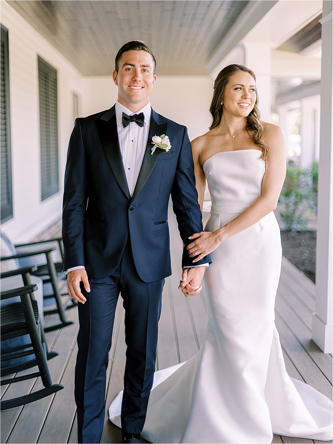 Bride and Groom at Bayside Resort Wedding in Fenwick Island, Delaware with Film Destination Wedding Photographer Renee Hollingshead