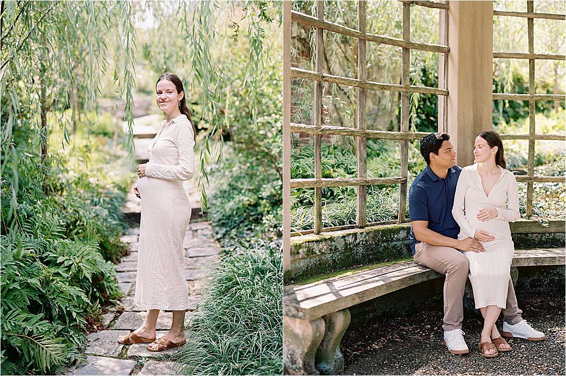 Summer Maternity Session in DC Garden with film photographer, Renee Hollingshead