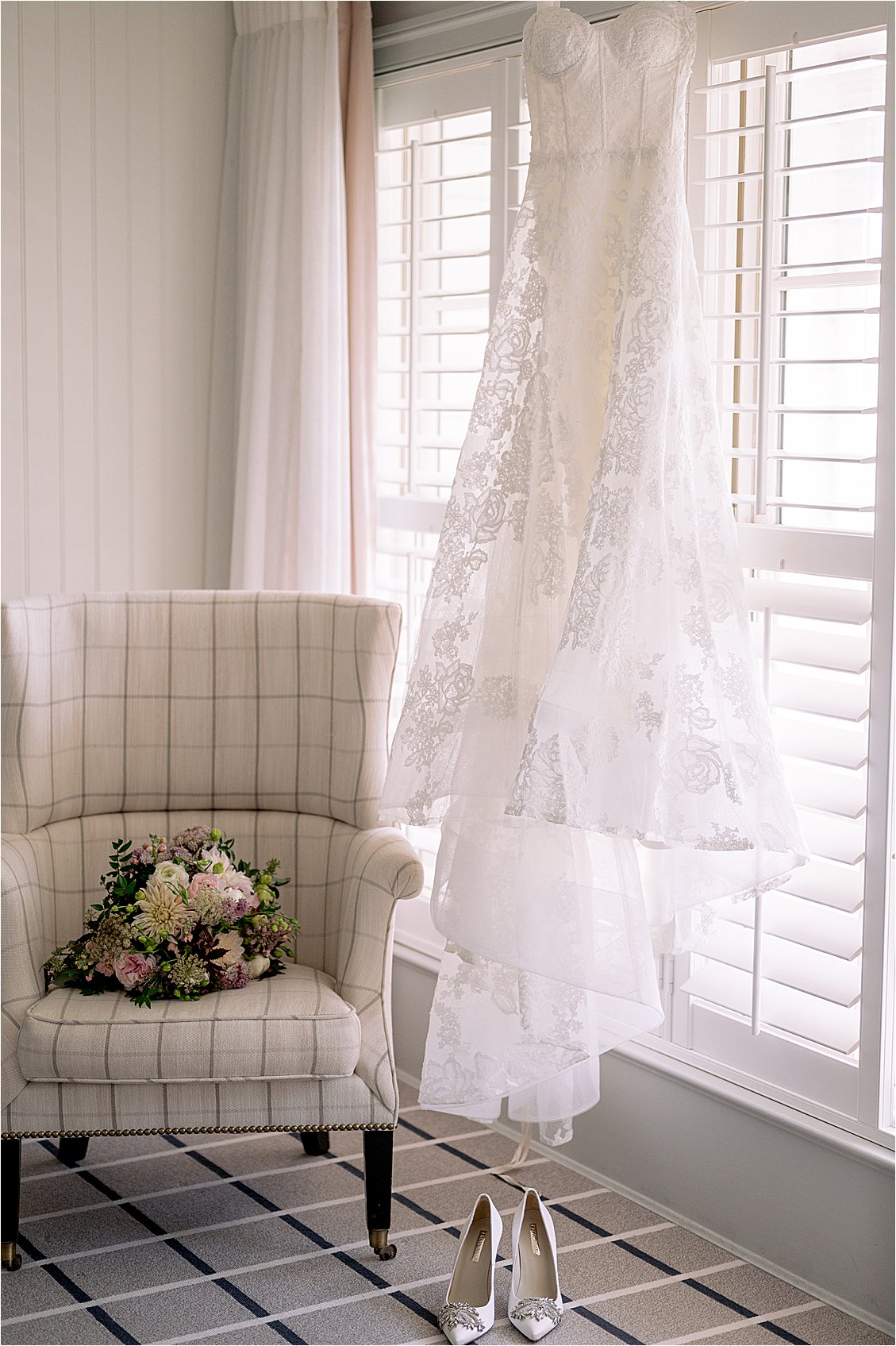 Lace and embroidered wedding gown for Fall Wedding at Inn at Perry Cabin