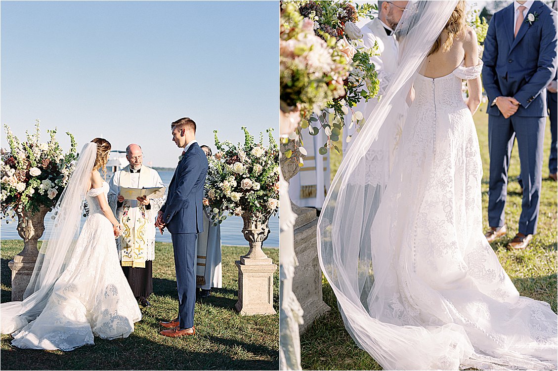 Outdoor Fall Wedding Ceremony on the water