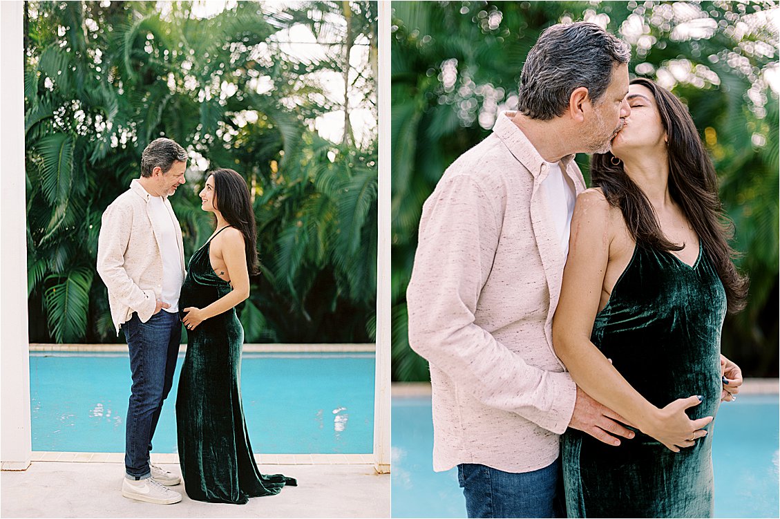 Poolside maternity session in Miami with film photographer Renee Hollingshead