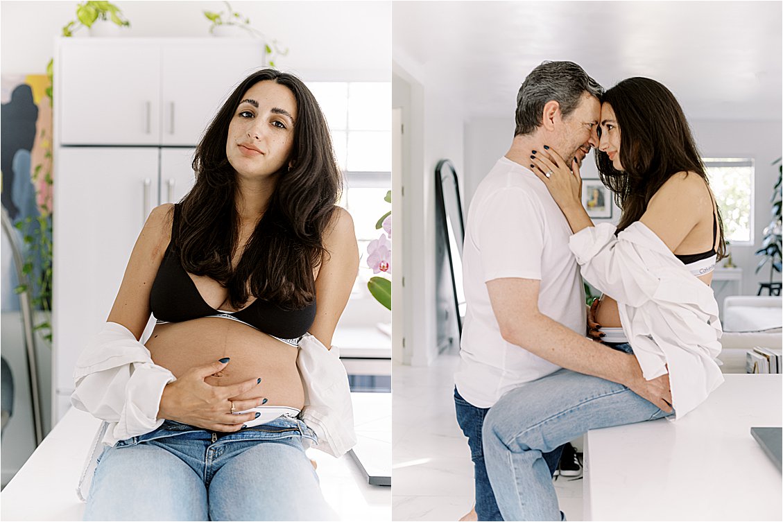 Intimate home maternity session with film family photographer, Renee Hollingshead