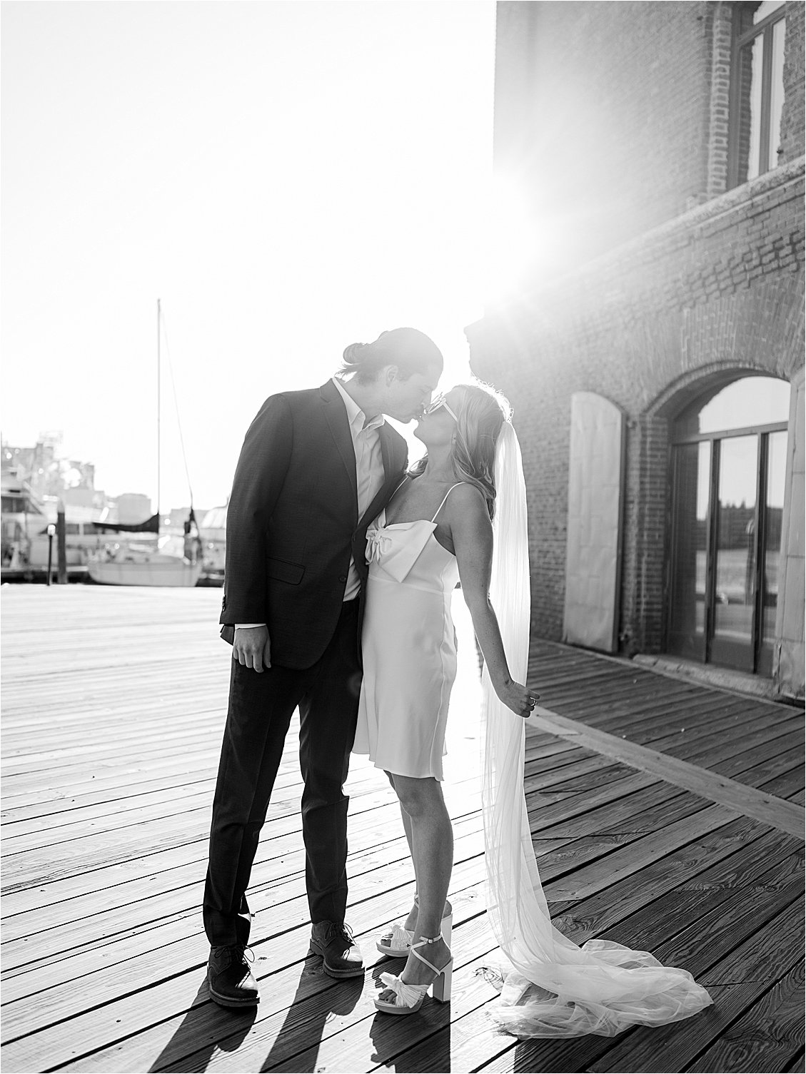Modern engagement session in Fells Point with film wedding photographer, Renee Hollingshead