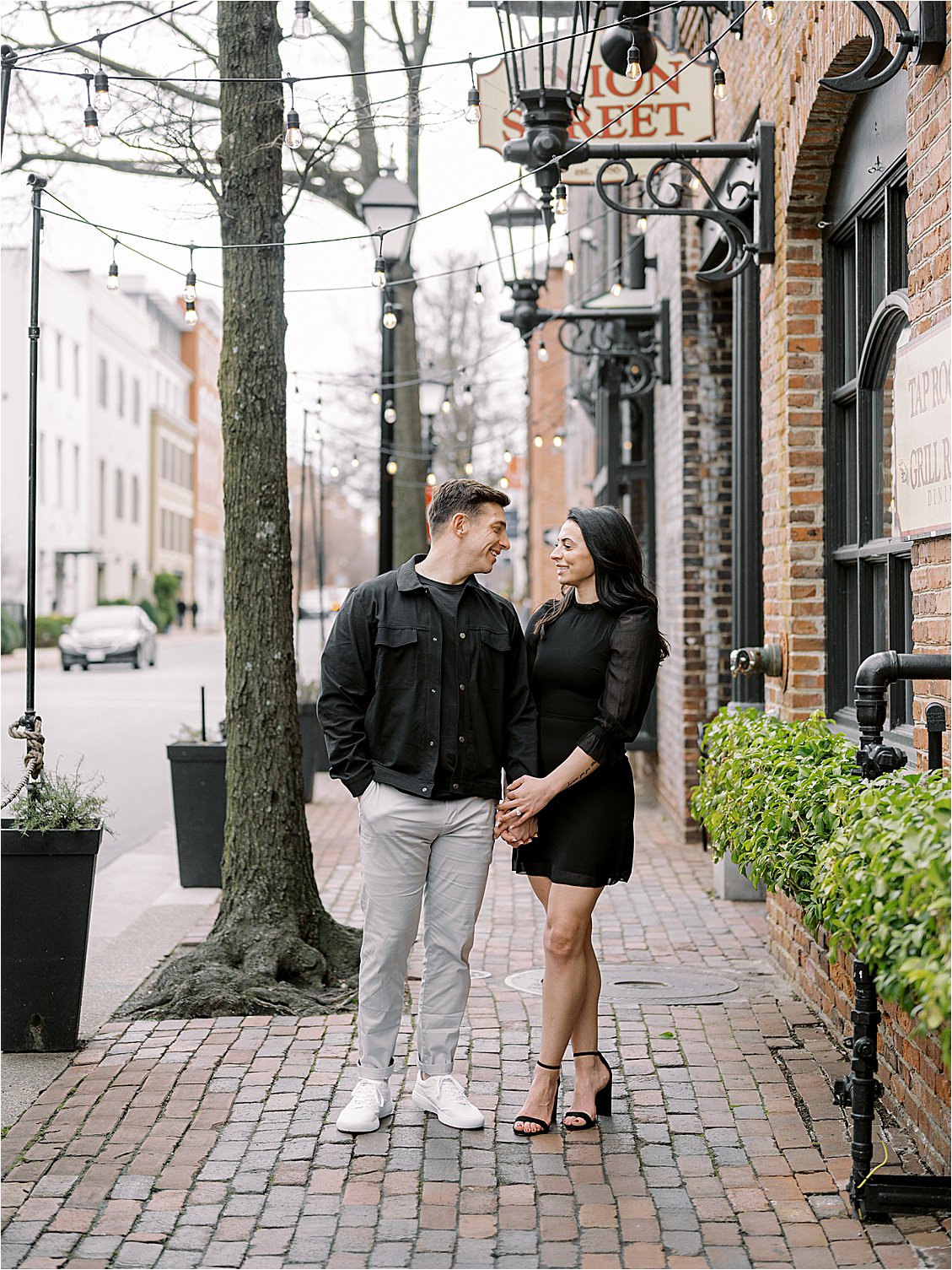 Charming Winter Old Town Alexandria engagement session on film with Renee Hollingshead