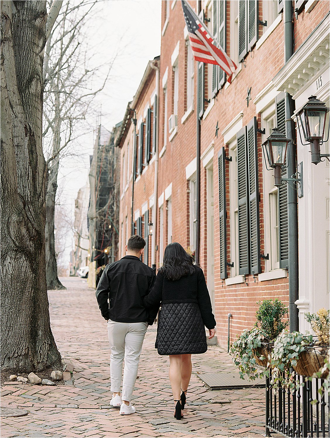 Winter Old Town Alexandria engagement session on film with Renee Hollingshead
