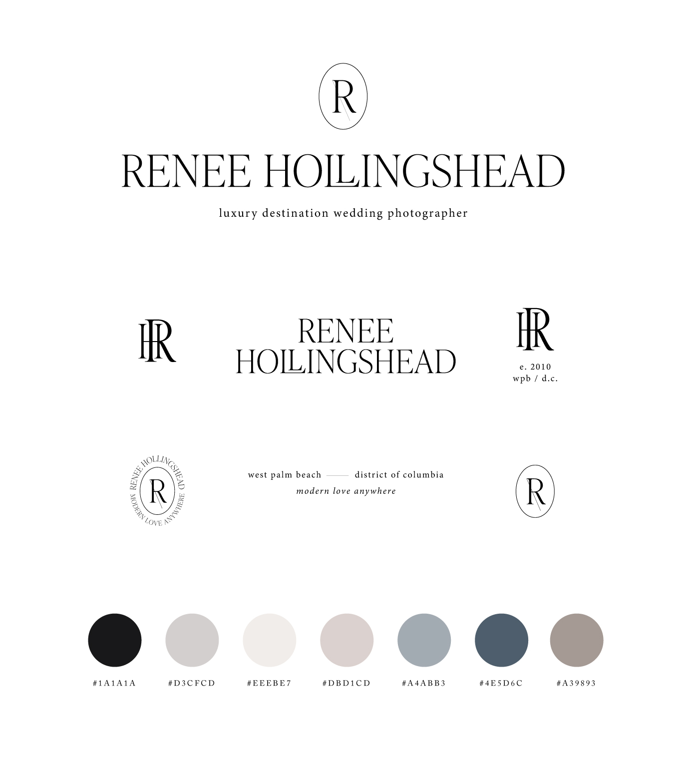 2023 Rebrand for Renee Hollingshead with Davey & Krista for a modern luxury destination wedding photography brand