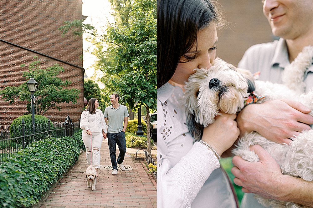 Summer DC Engagement Session in Washington DC with puppy