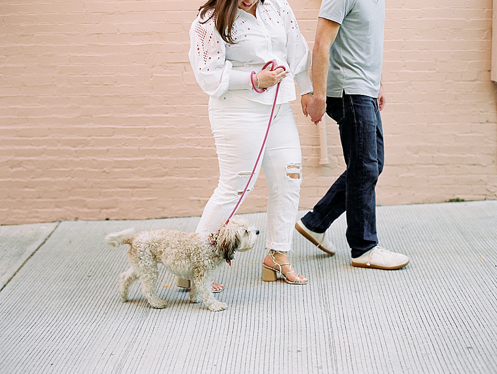 Summer Georgetown Engagement Session in Washington DC with puppy