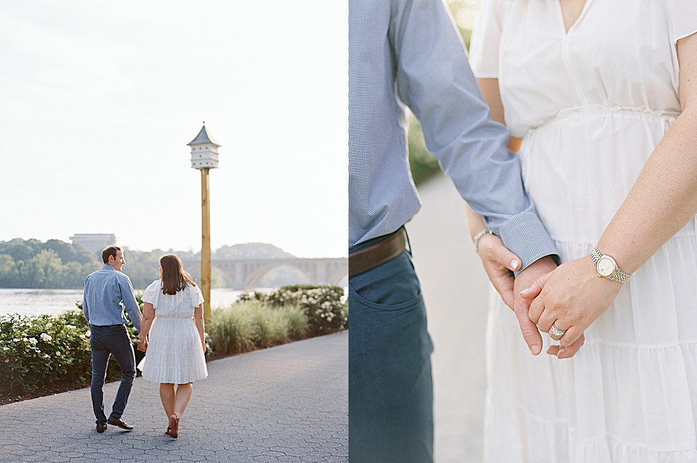 Summer Georgetown Waterfront Engagement Session in Washington DC with destination film wedding photographer Renee Hollingshead