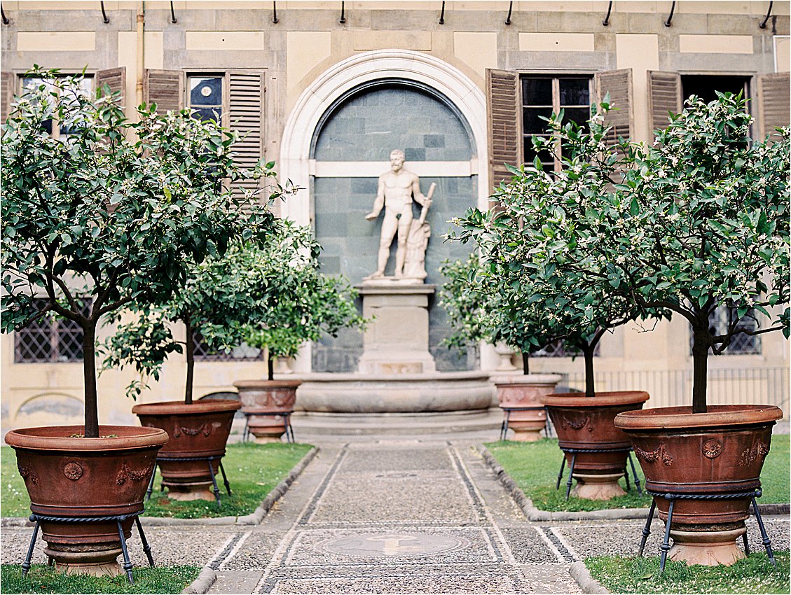 Gardens in Florence, Italy on film with destination wedding photographer Renee Hollingshead