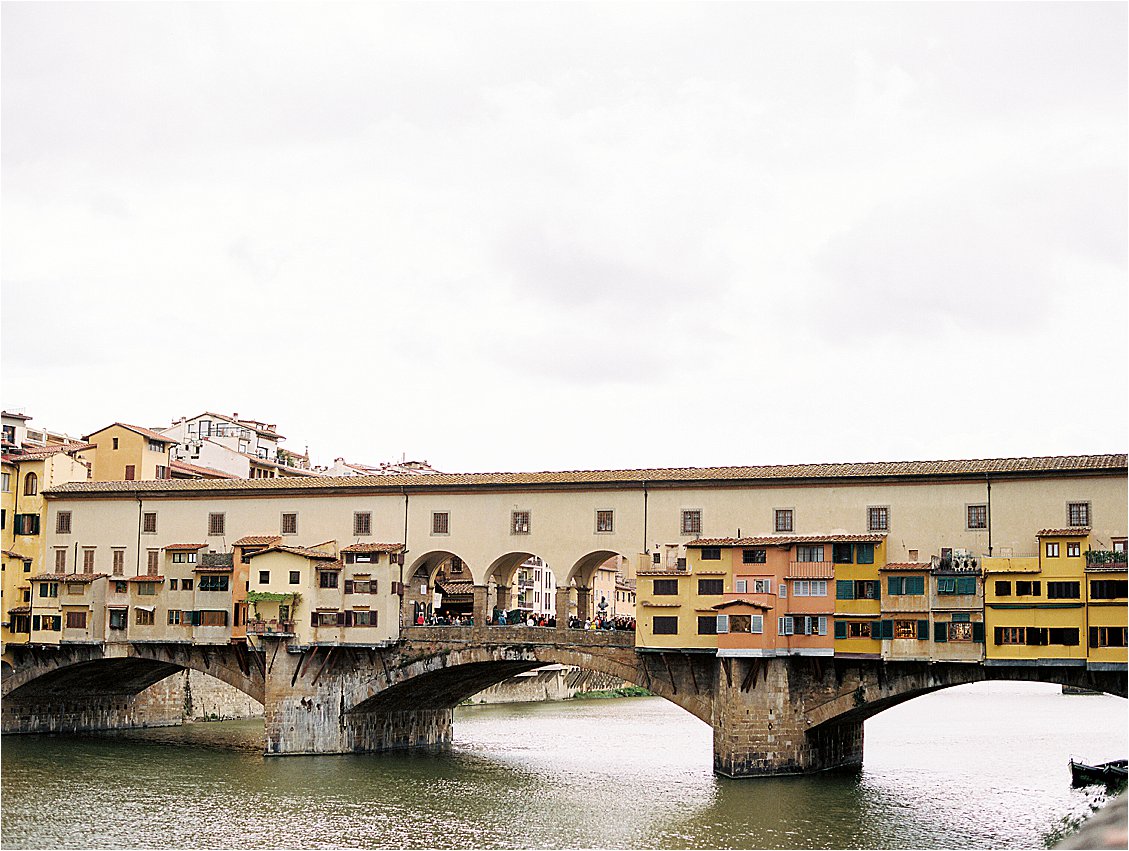 Ponte Vecchio in Florence, Italy on film with destination wedding photographer Renee Hollingshead