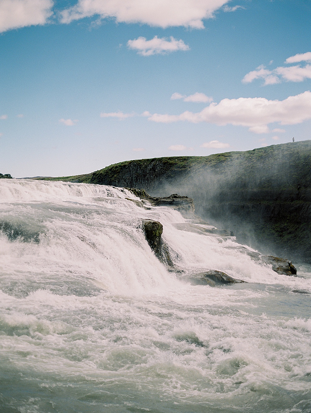 Gullfoss Falls in Iceland's South Coast with destination film wedding photographer, Renee Hollingshead