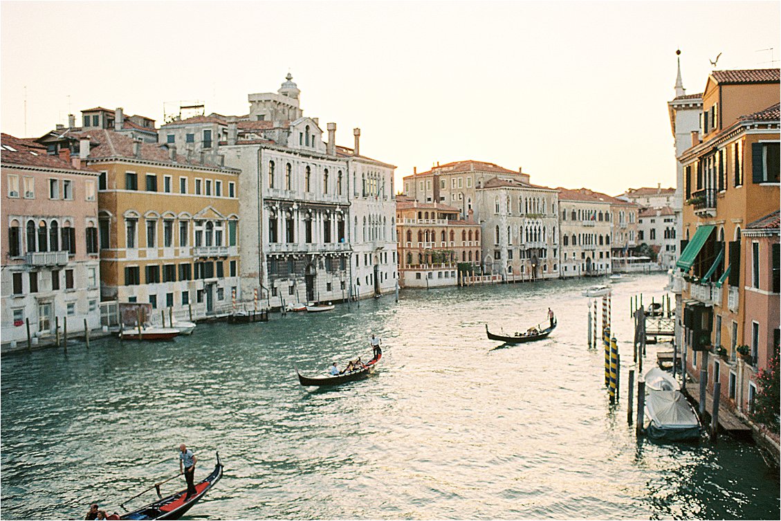 Sunset in Venice, Italy on film with destination wedding photographer Renee Hollingshead