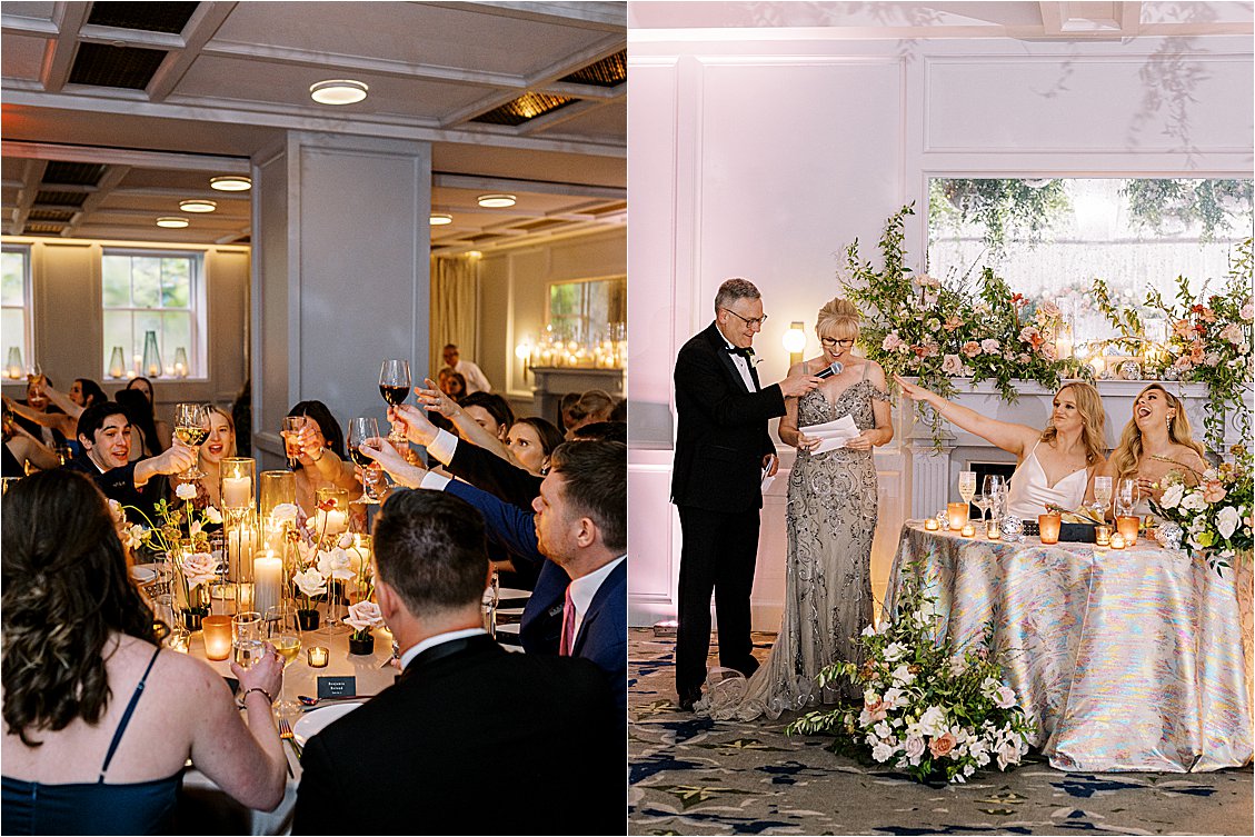 Toasts at a spring wedding at The Line Hotel in Washington DC with Ida Rose Events, Renee Hollingshead, Sweet Root Village, Something Vintage Rentals, and more