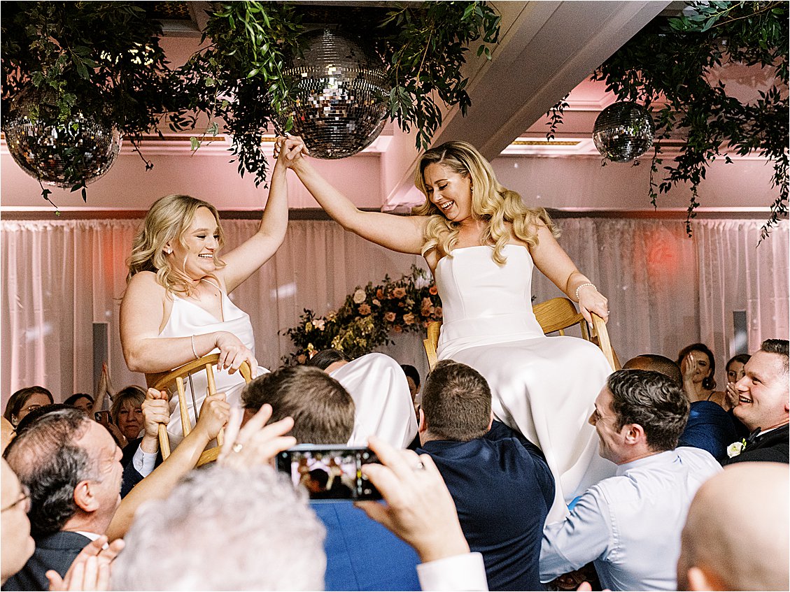Traditional Hora dance at Spring Garden Disco wedding at The Line Hotel in DC with DC Wedding Photographer, Renee Hollingshead