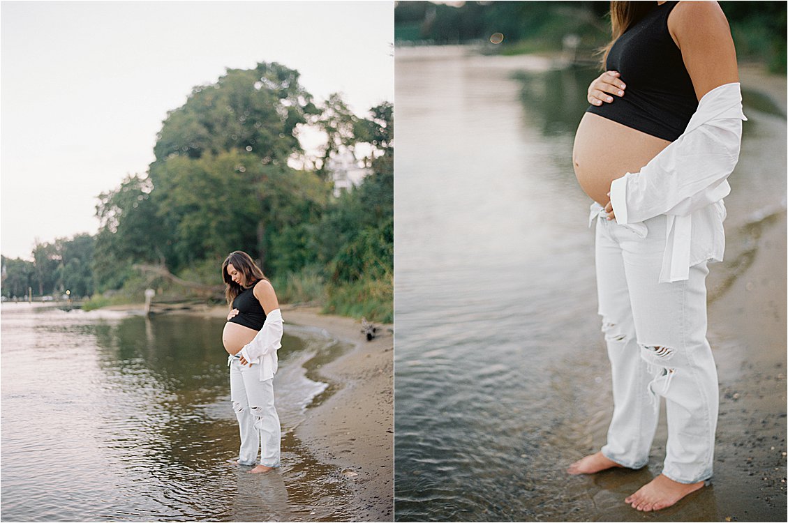 Bayside maternity session in Annapolis with DC Film Photographer, Renee Hollingshead