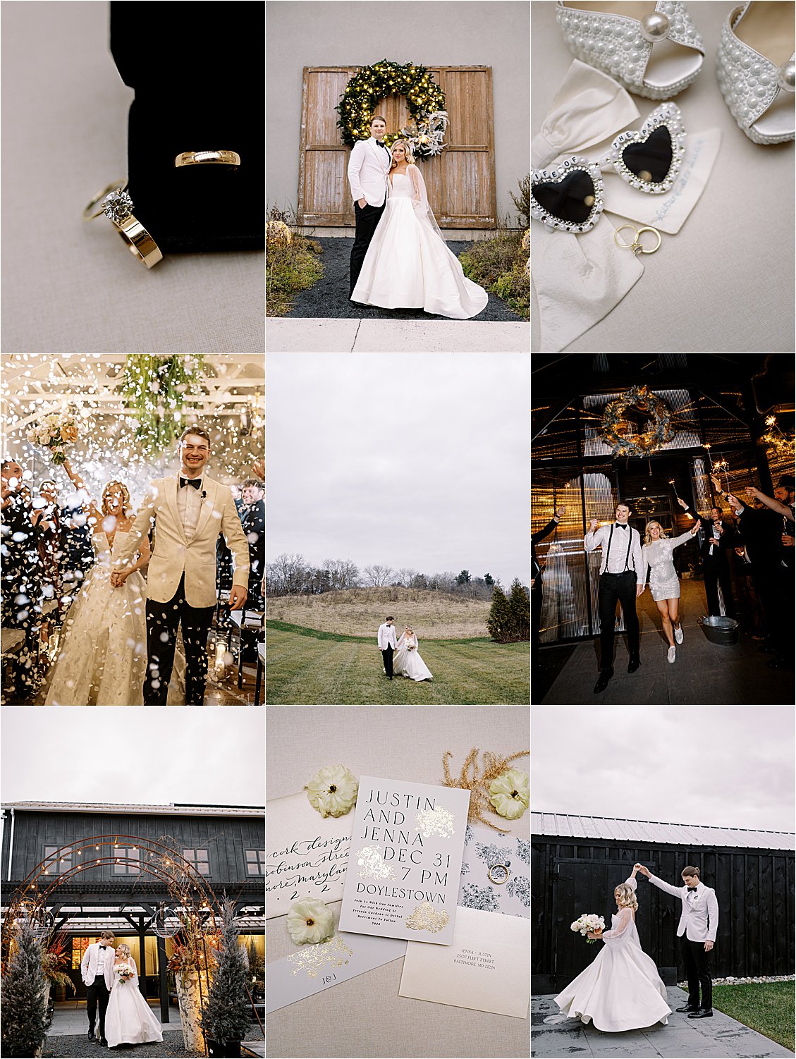New Year's Eve Winter Wedding at Terrain Del Val in Doylestown, Pennsylvania with Pop the Cork Designs and Lynn Vale Studios.