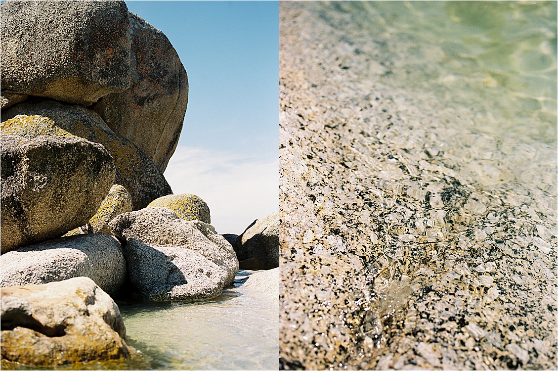 Travel to Boulders Beach in Cape Town, also known as Penguin Beach in South Africa with film destination wedding photographer Renee Hollingshead